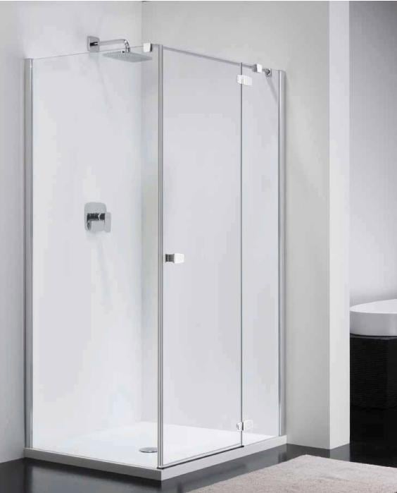 Douchecabine met deur 90x120, helder glas/chroom van € 695,- voor