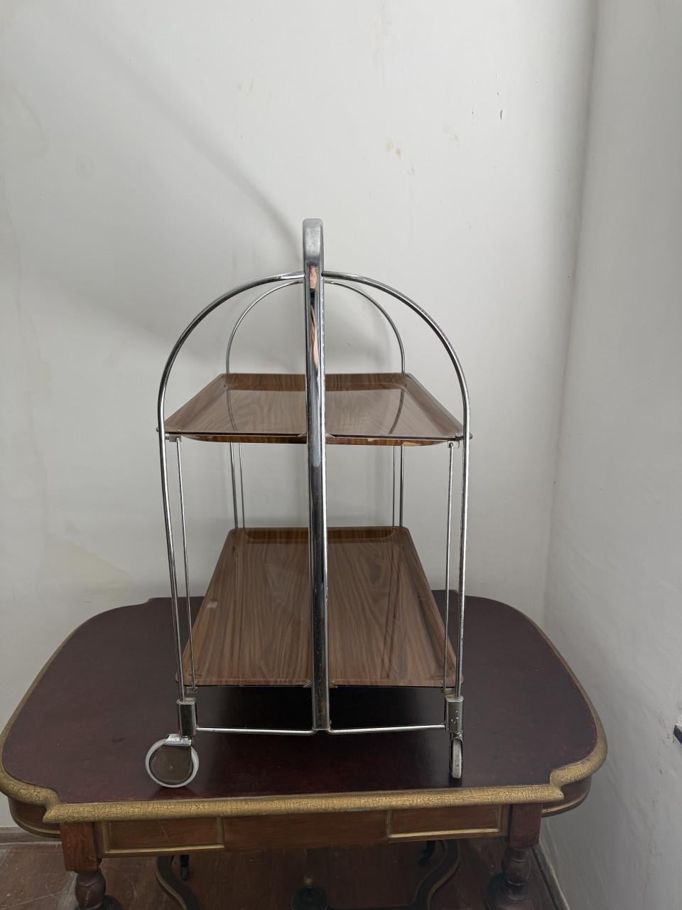 Vintage Dinetti theekarretje – Bruin met metalen frame