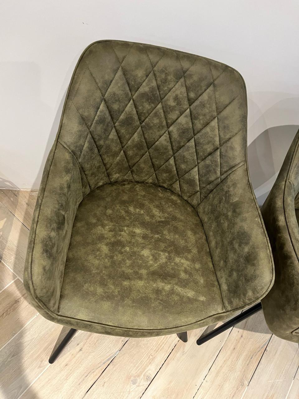 4 x nieuwe olijfgroene velvet design eetkamerstoel