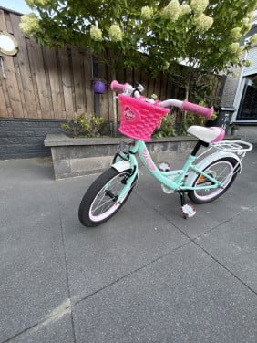Uitstekende 16 inch Meisjesfiets(roze/groen), met/zonder zijwieltjes .
