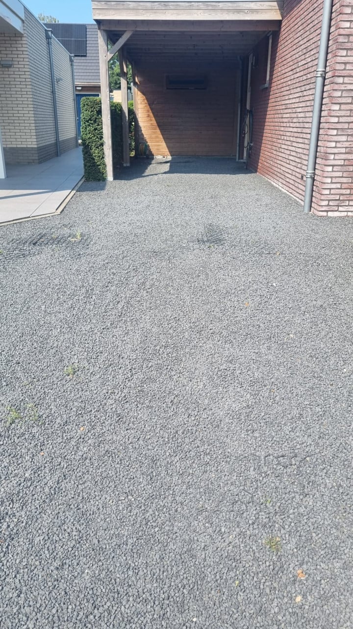 Blauw grind met grindmatten