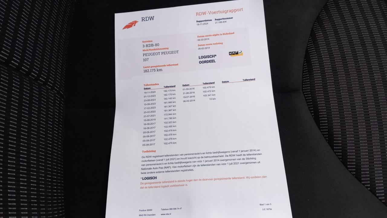 Peugeot 1.0 12v 107 Active 3deurs bj:2014 led-airco apk 2026