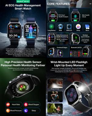 Smartwatch met 1,95 inch AMOLED scherm.