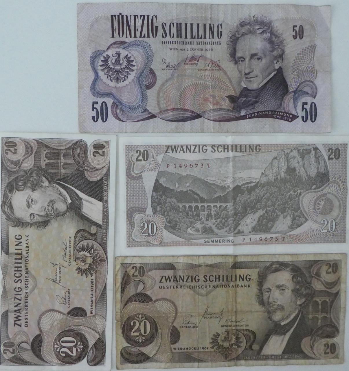Oude bankbiljetten 14x, diverse landen