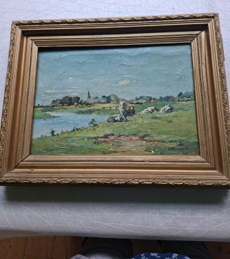 Schilderij landschap uit 1918 gesigneerd
