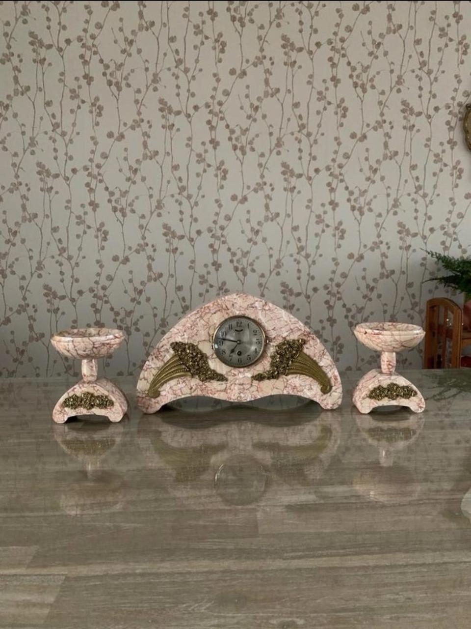 ✨Prachtige Sfeervolle Art Deco Pendule Set✨1920-1930✨