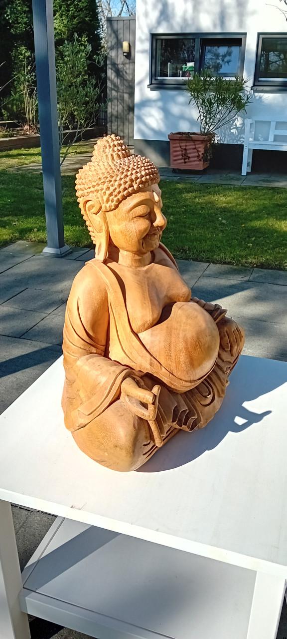 Mooie massief houten zittende boeddha uit Bali