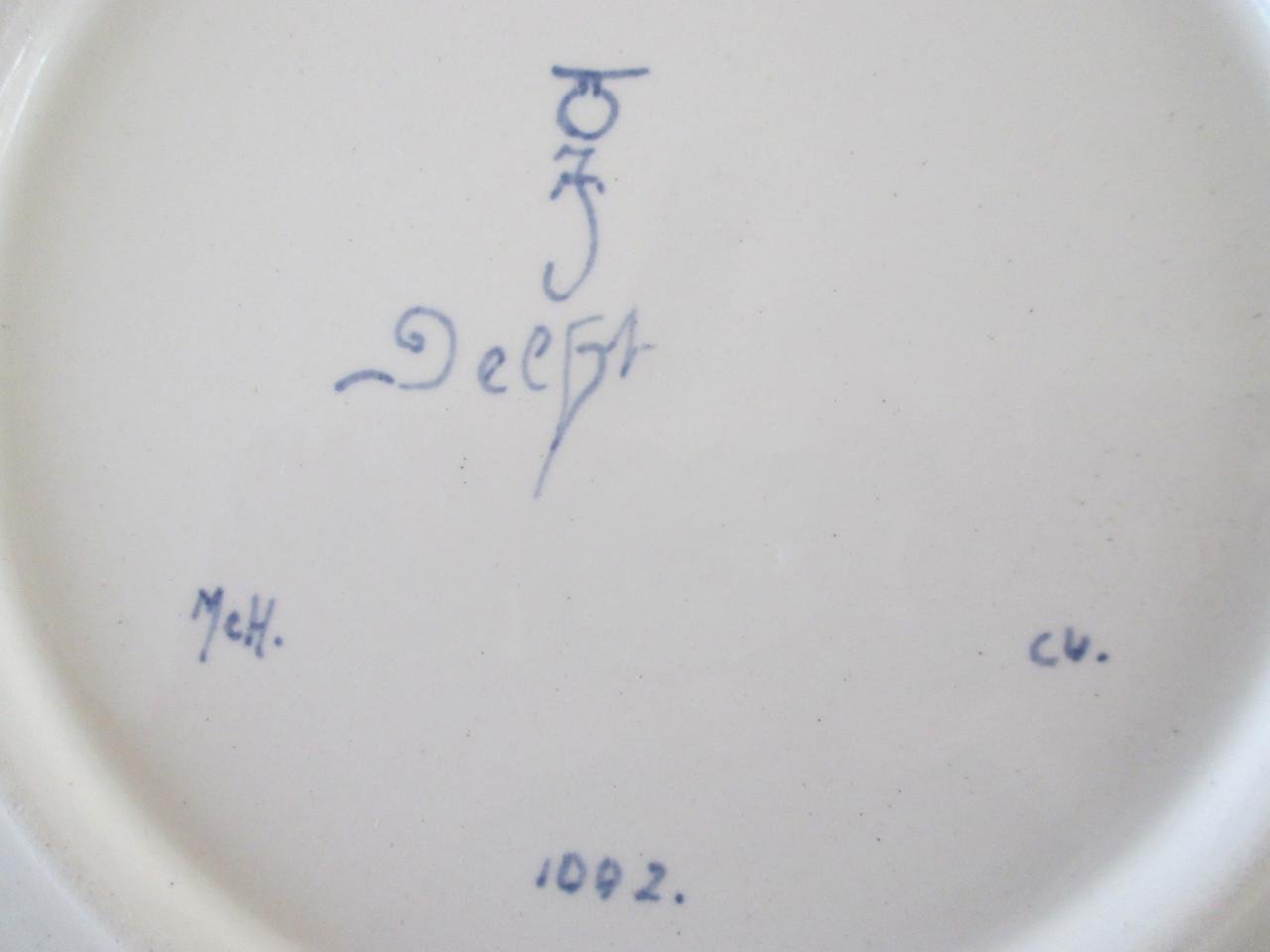 Zeer Mooi Vol Geschilderd Delftsblauw Bord ( De Porceleyne Fles )