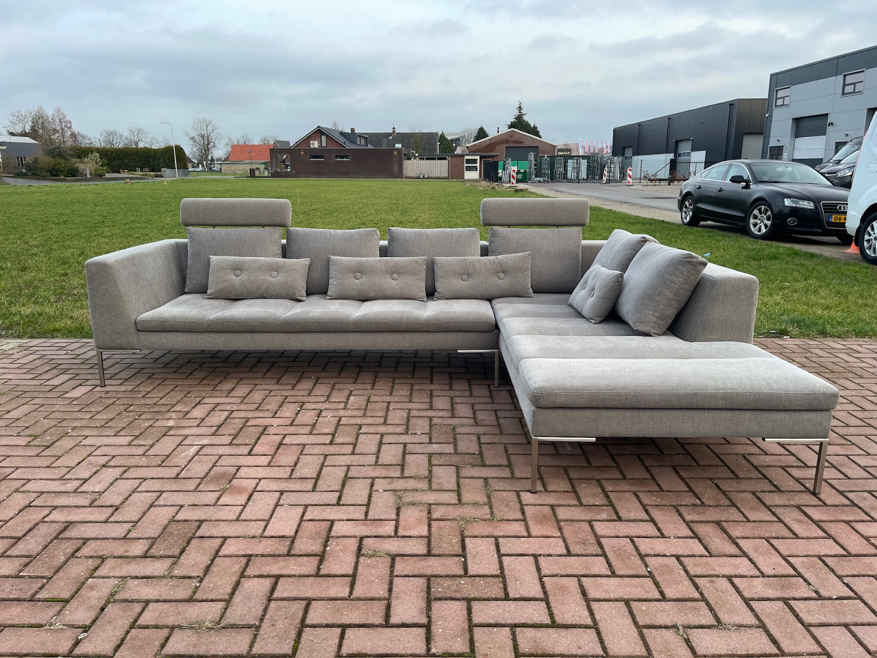 GRATIS LEVERING HEEL NL Montel Grijs Stoffen Hoekbank