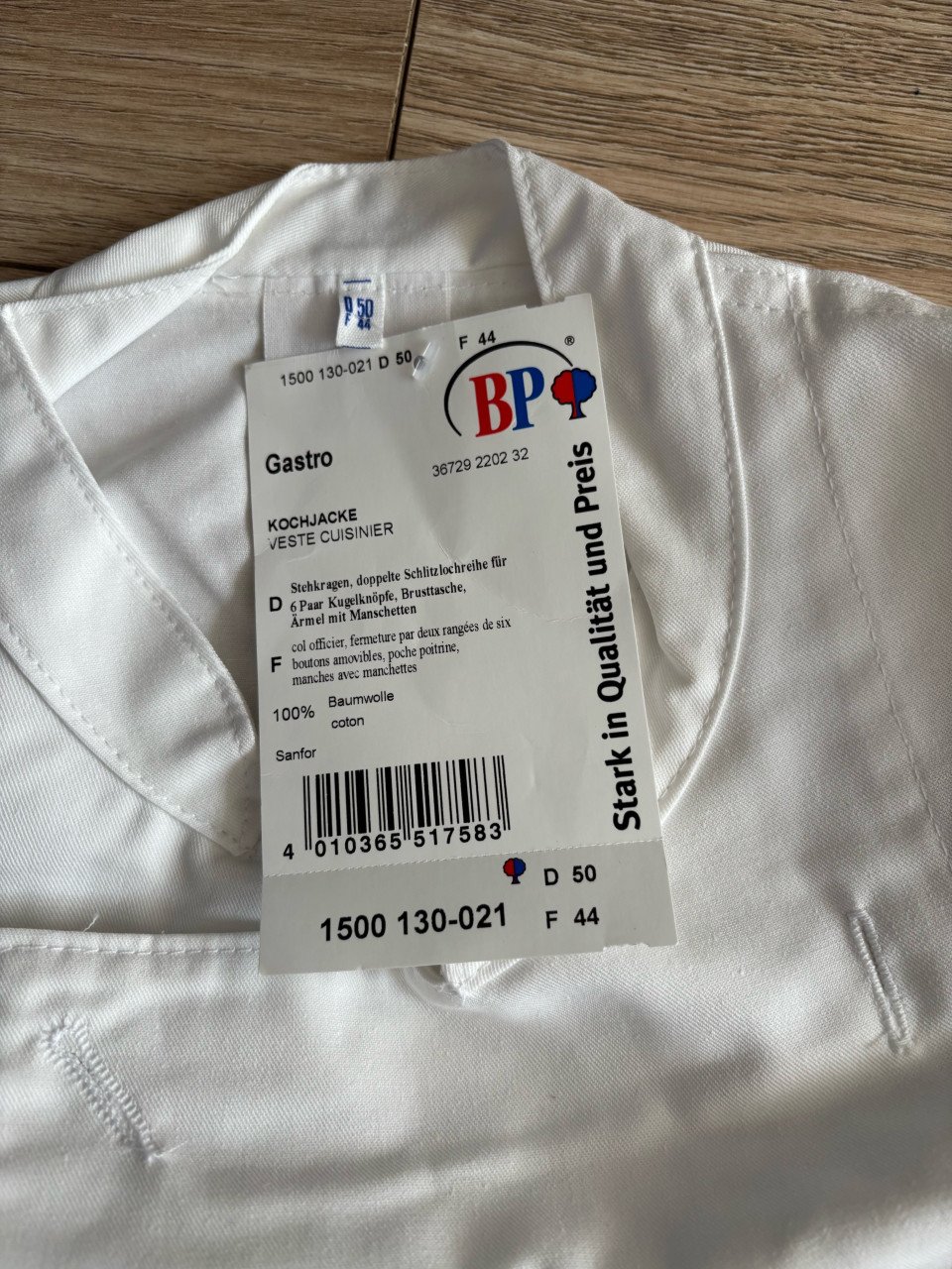 Witte koksbuis nieuw maat 50