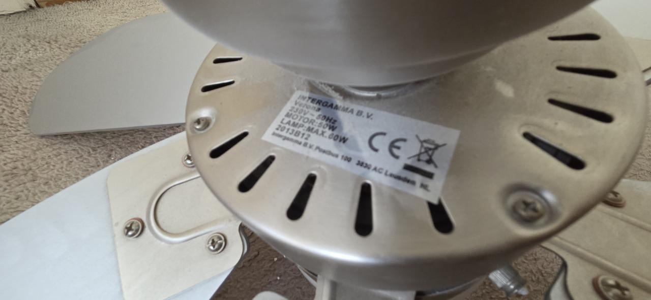 Plafondventilator grijs 6 bladen met verlichting