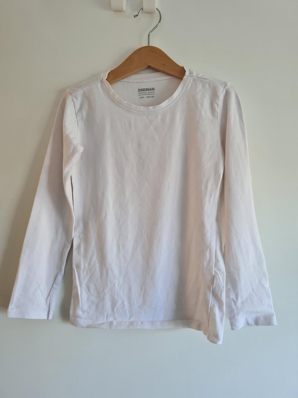 Zeeman wit shirt lange mouwen maat 122/1288