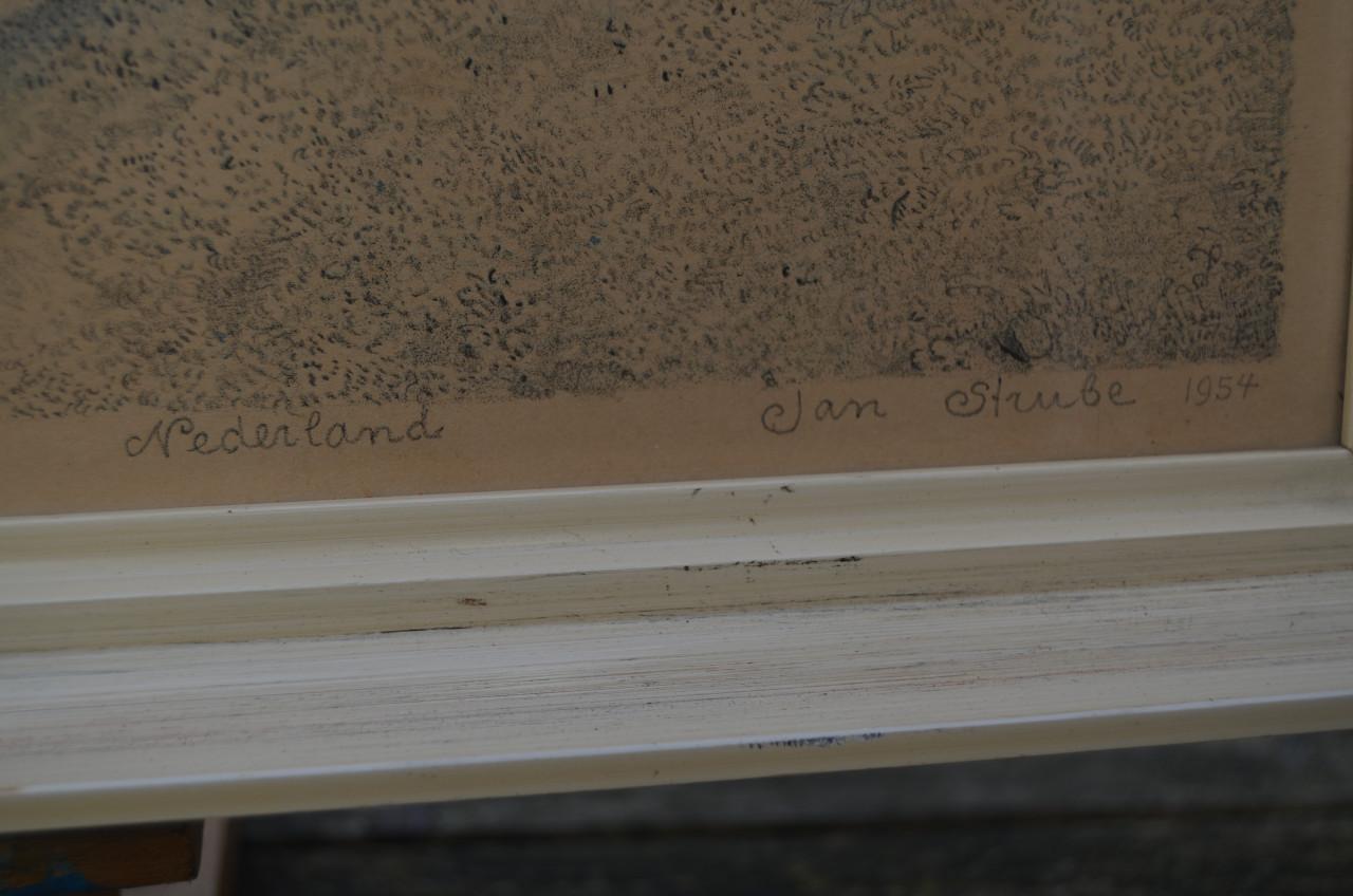 Litho/grafiek Jan Strube 1954 Kade van Veere