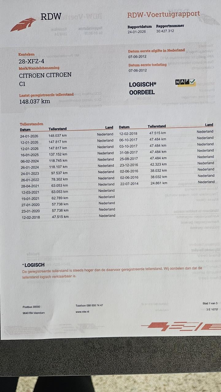 Zuinige 5drs Citroen C1 Luxe First Edition Bj. 2012 / NL AUTO / NAP