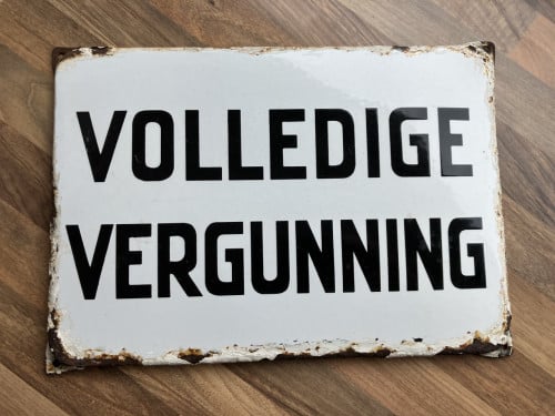 Emaille bord Volledige vergunning
