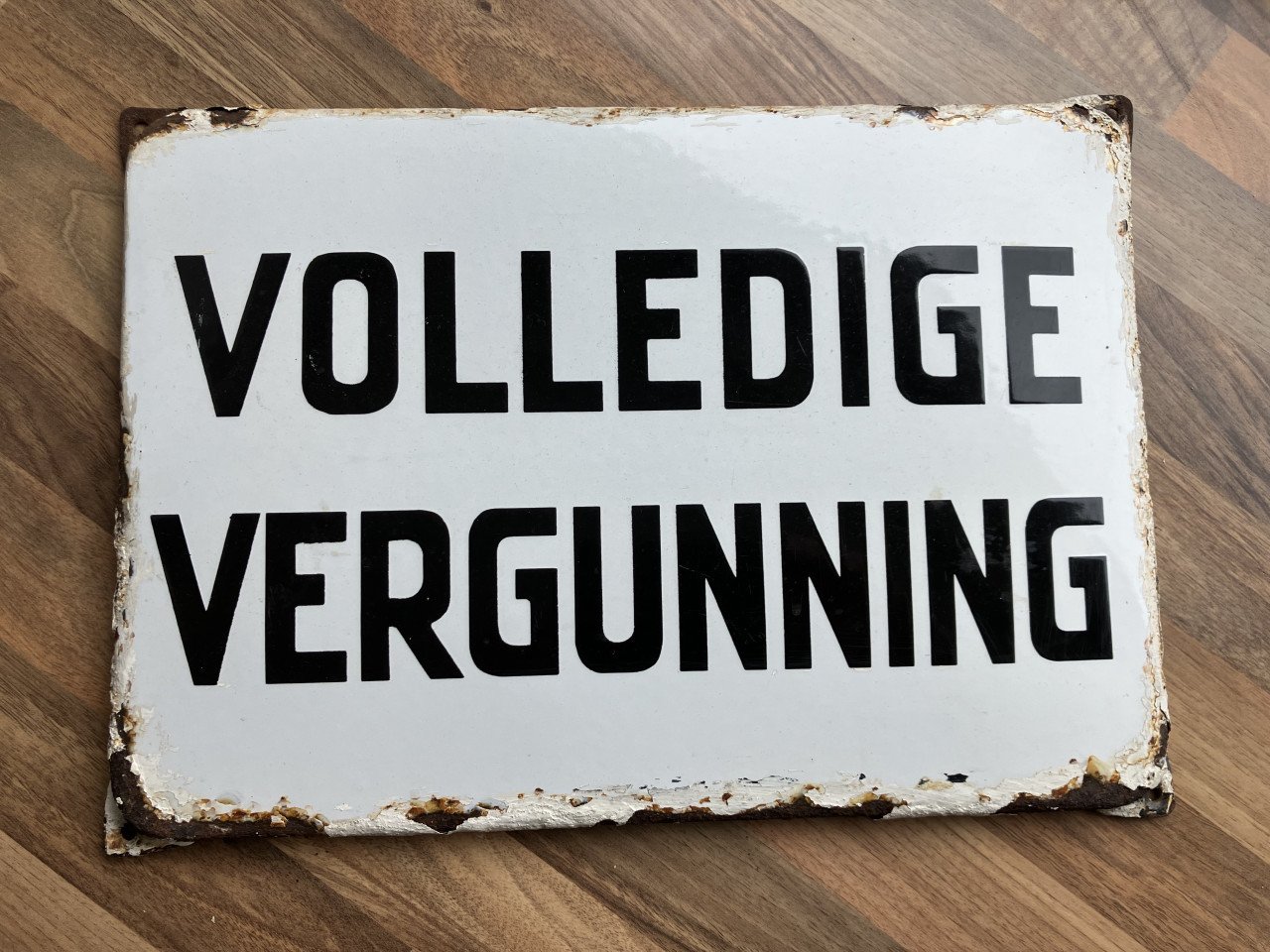Emaille bord Volledige vergunning