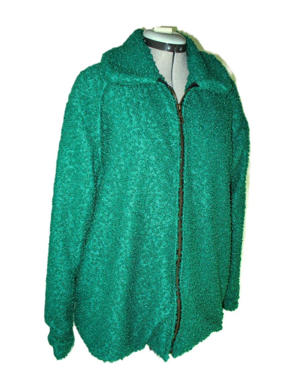 TE KOOP:  Gevoerde groene teddy winterjas