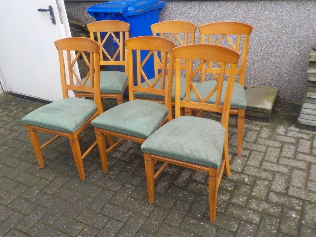 Mooie kwaliteit massief blank eiken tafel 90 x 200 cm + 6 stoelen