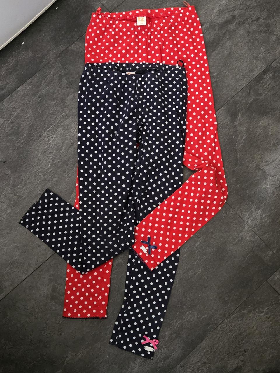 2 leggings Blauw en rood maat 122 Frendz
