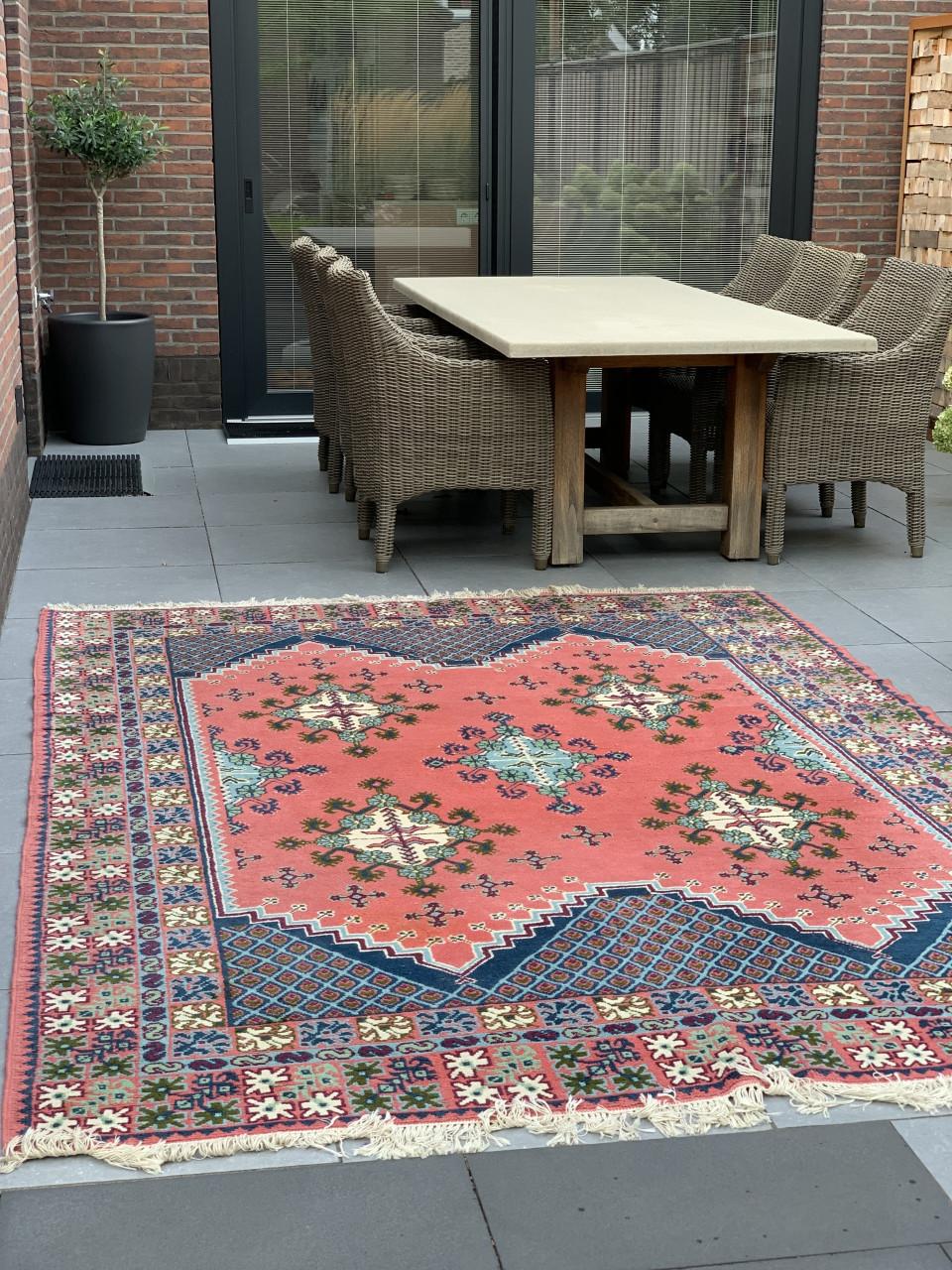 💐Prachtig Sfeervol Kleurrijk Handgeknoopt Vintage Vloerkleed💐