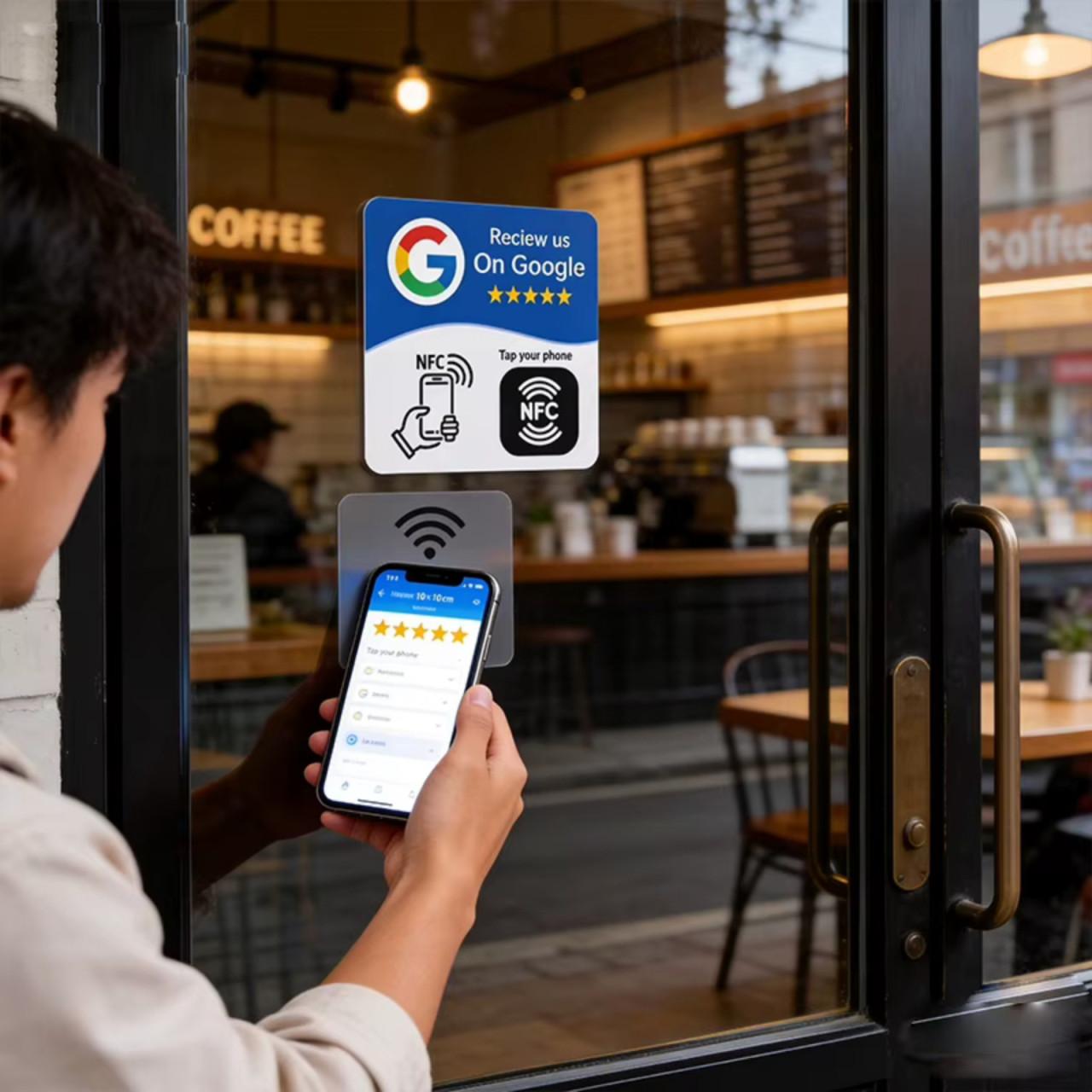 Slimme Google NFC-reclame sticker.