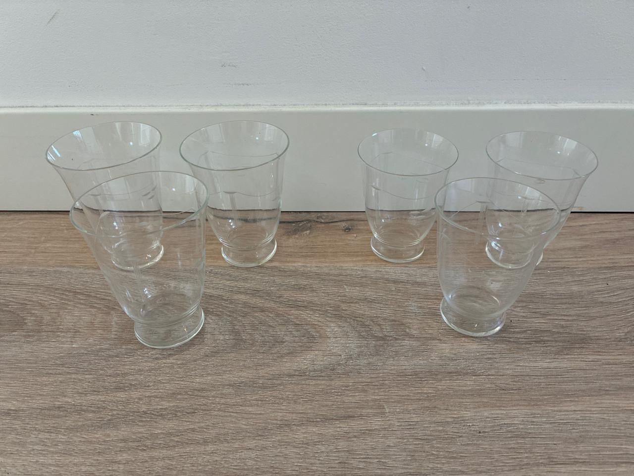 Antieke waterglazen, 2x3 stuks