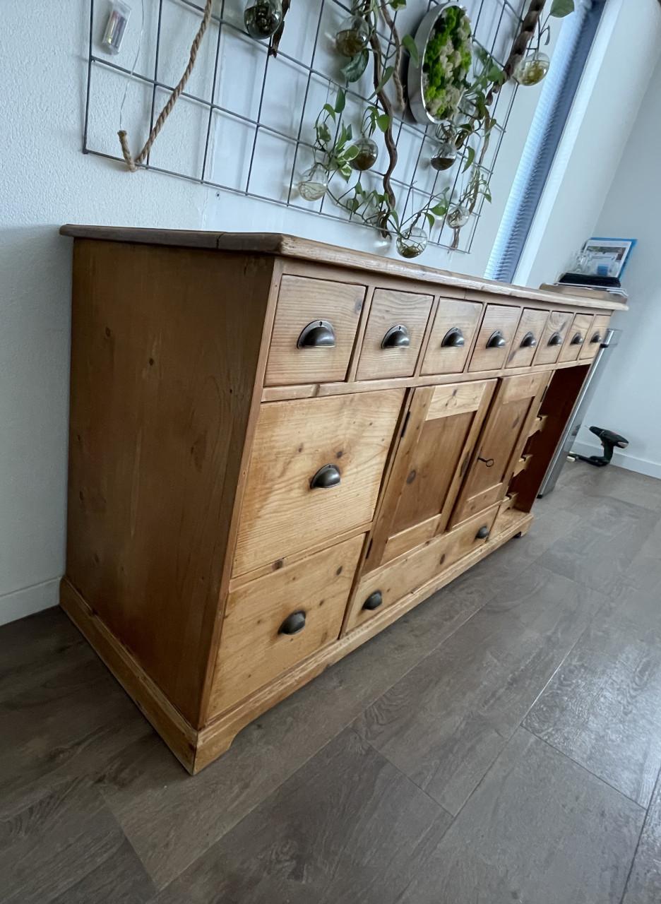 Apothekers kast massief oud grenen