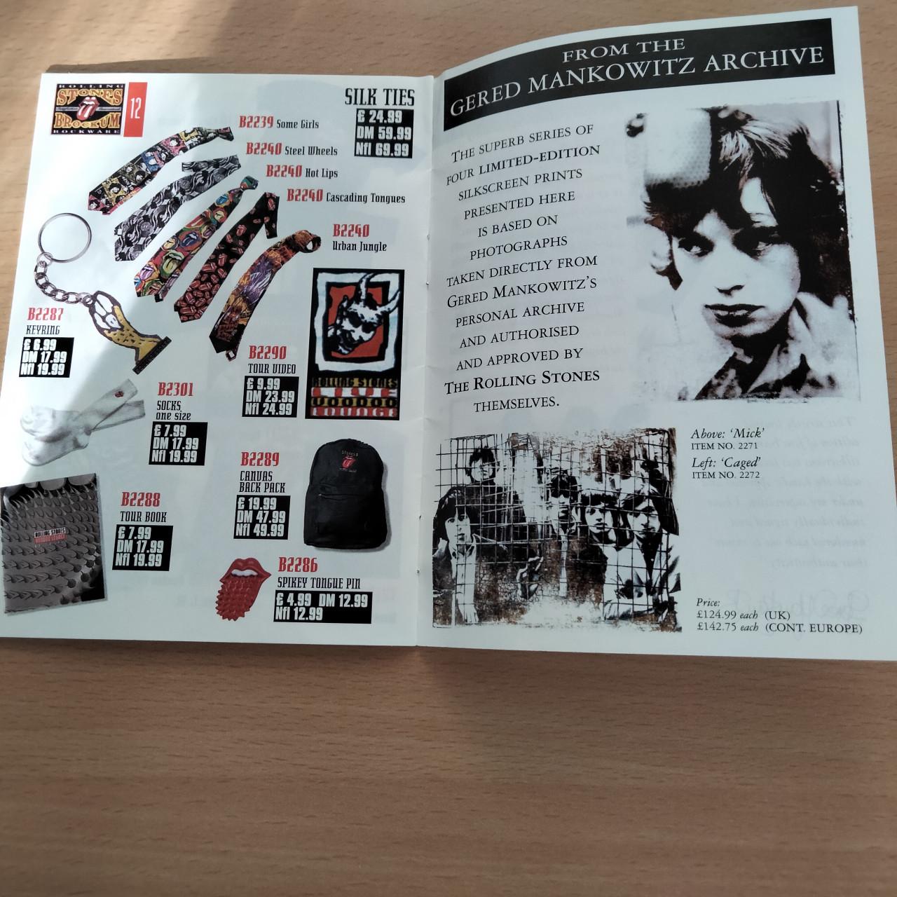 Merchandise catalogue  1995 Rolling stones