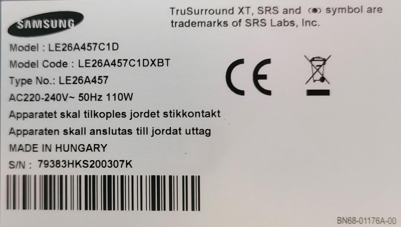 Samsung LCD Tv LE26A457