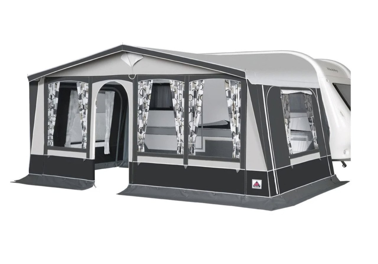 Voortent Dorema Ibiza 240 (13) all-season, zwart fiber frame