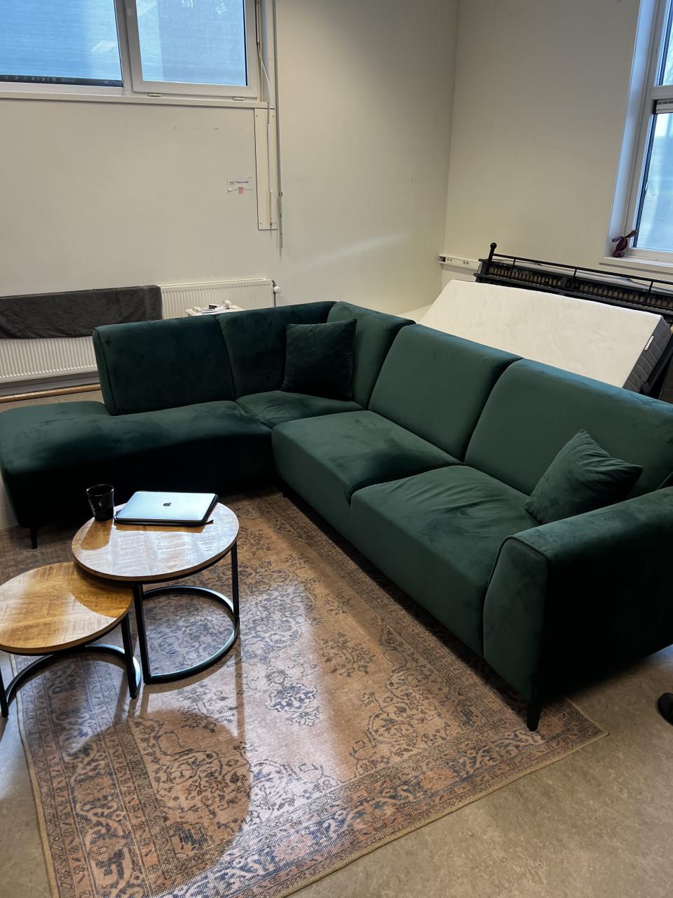 Hoekbank groen velvet