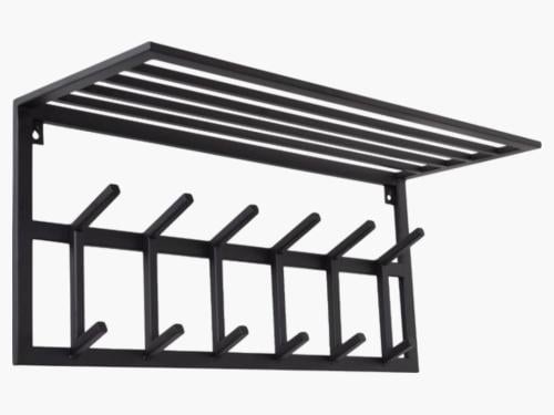 Kapstok zwart metaal 6 dubbele haken