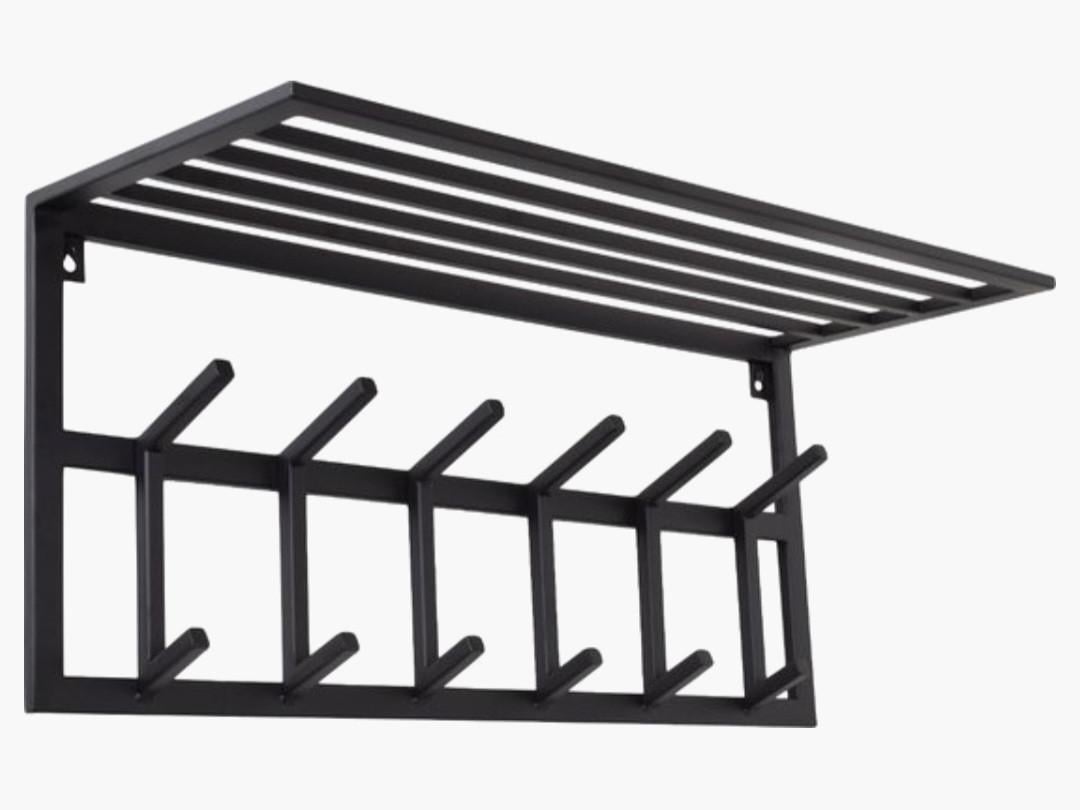 Kapstok zwart metaal 6 dubbele haken