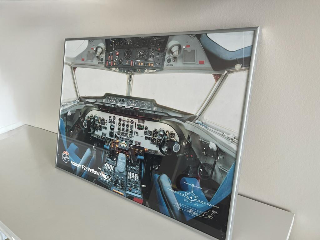 Ingelijste poster cockpit F28 Fokker friendship