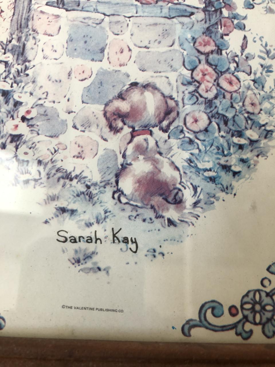 Lieve retro prent van Sarah Kay in houten lijstje