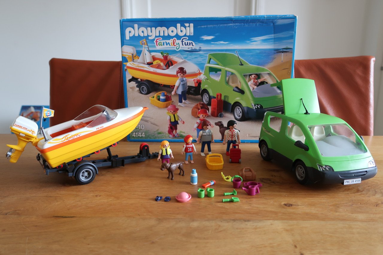 Complete sets playmobil, gezinsauto met speedboot, appeloogst, Princess