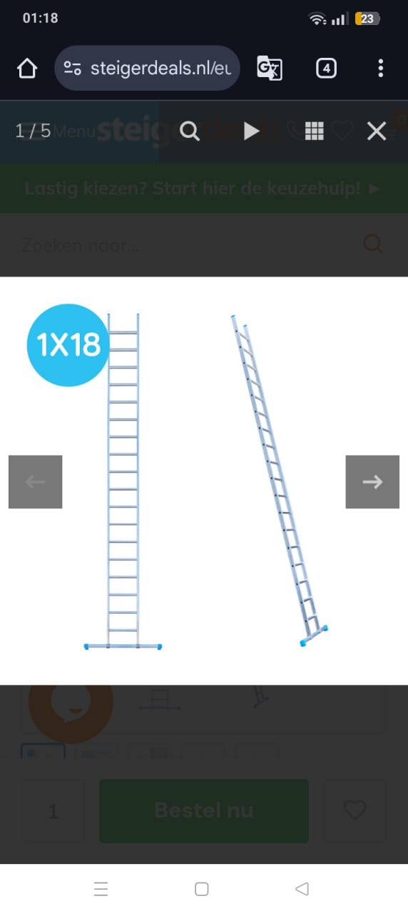 Enkele aluminium ladder 1 x 18