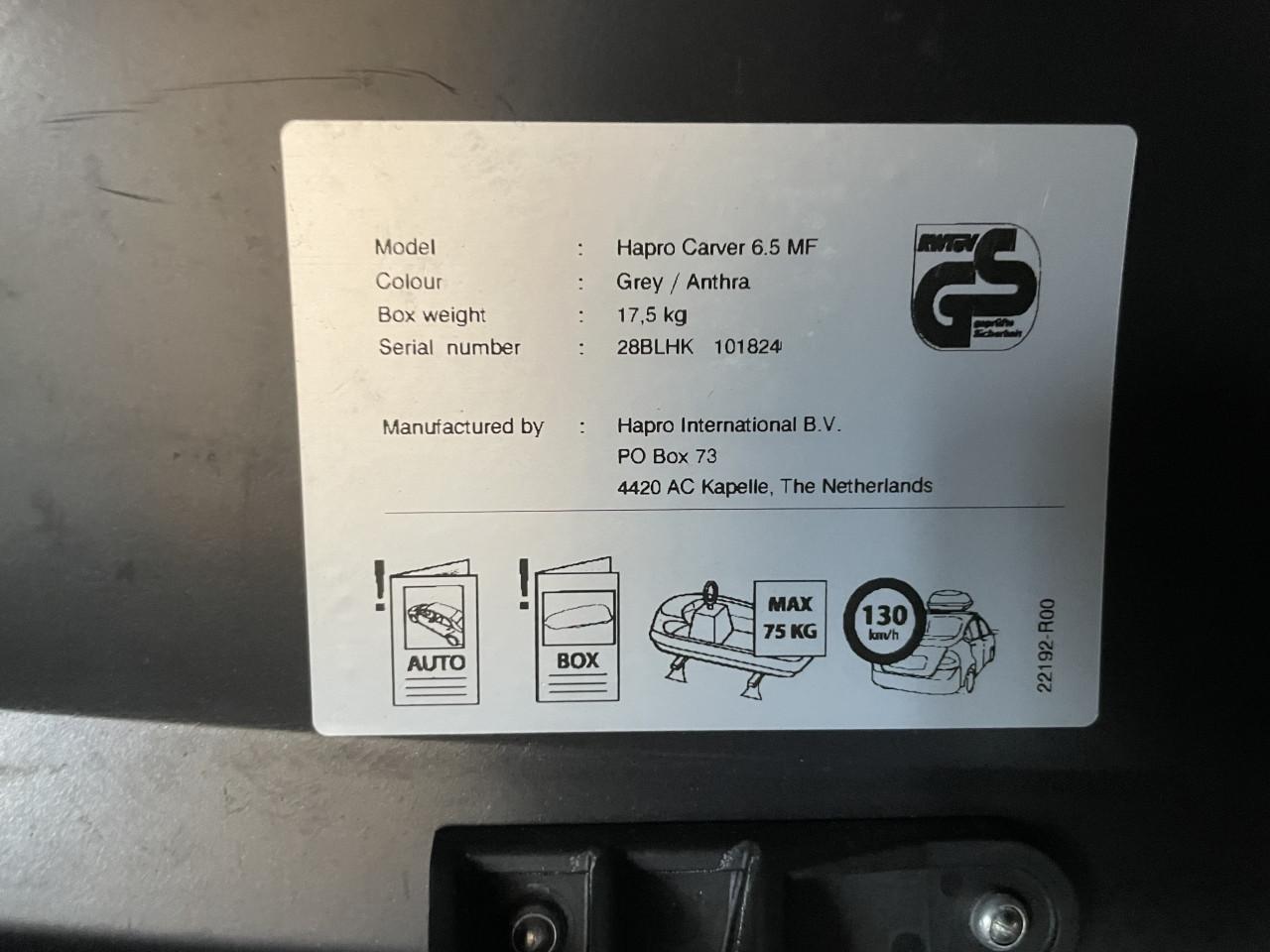 Hapro Carver 6.5 XL dakkoffer - koop of huur