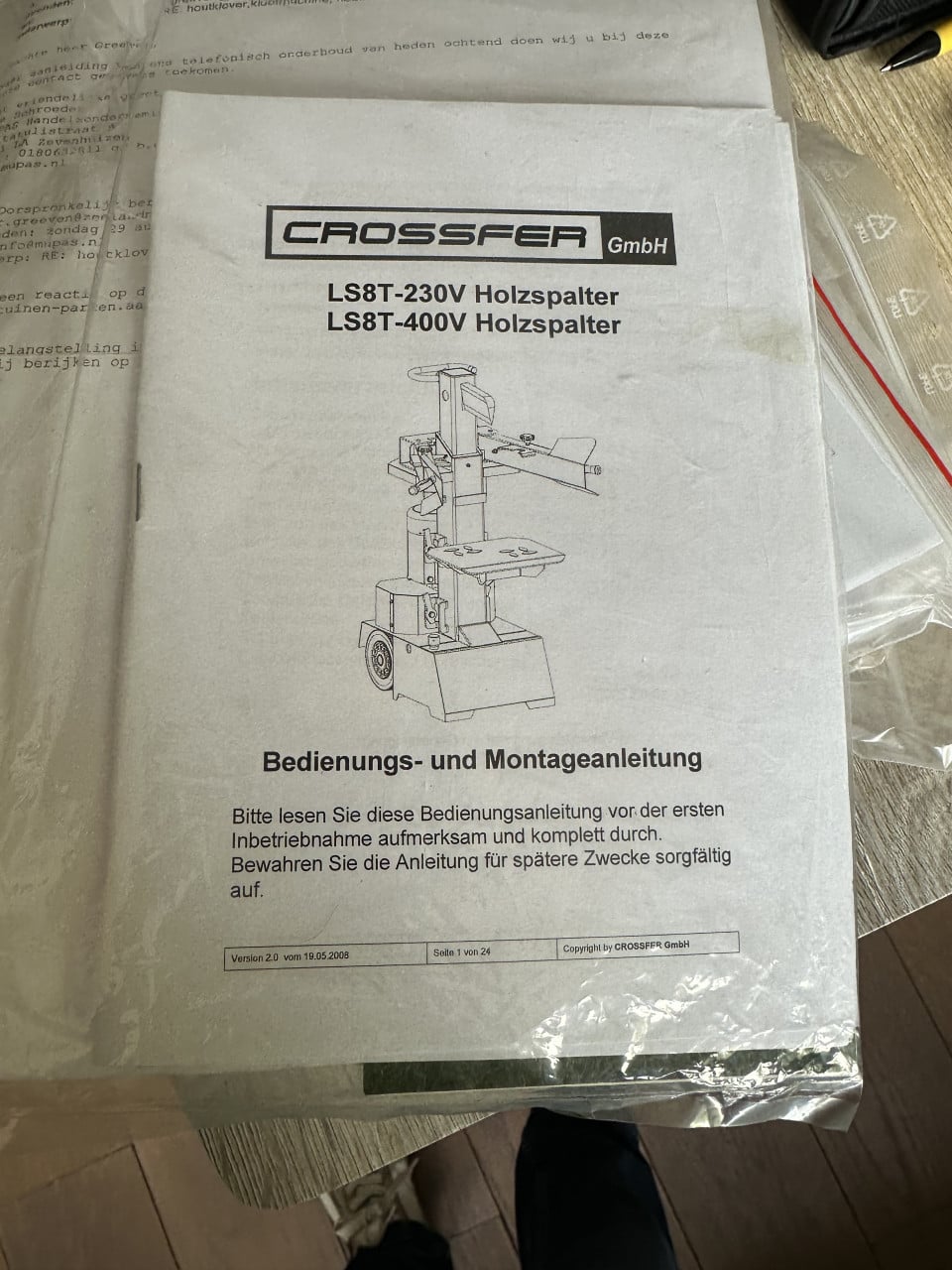 Verticale houtkloof machine 8 ton