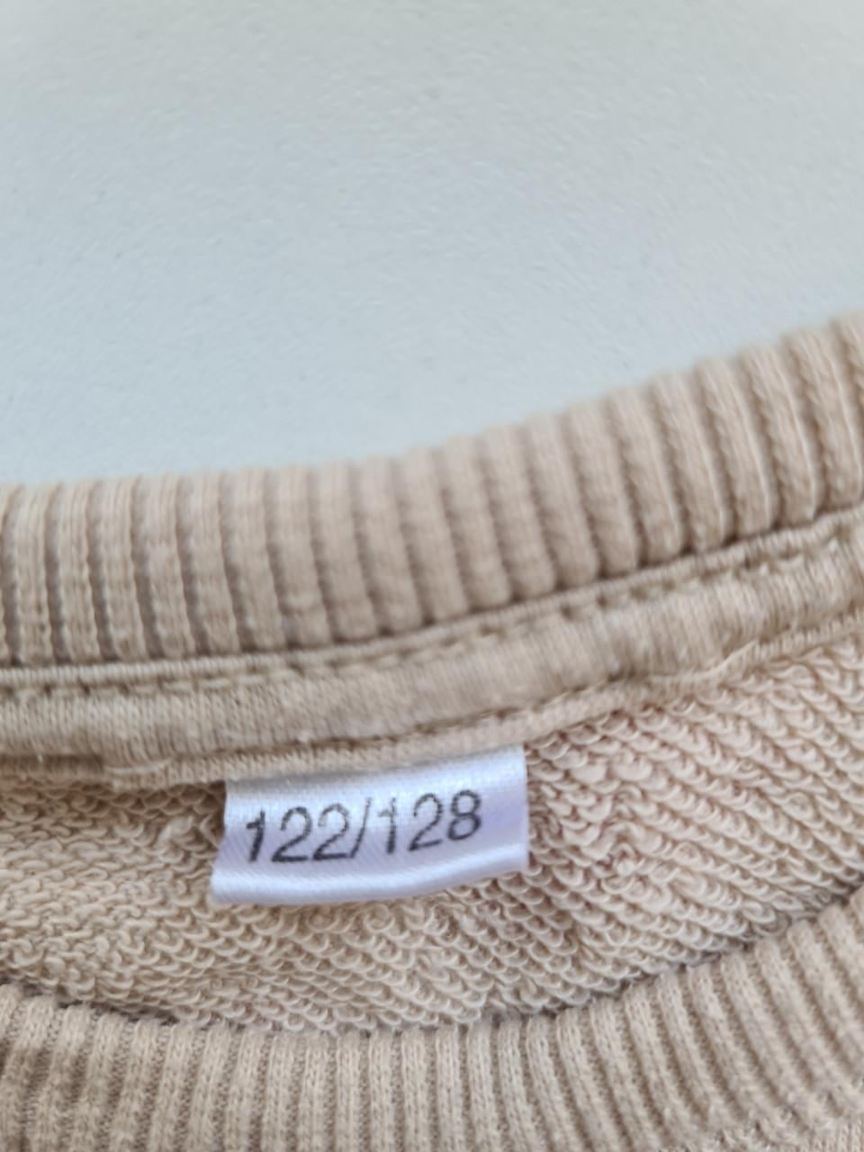 Beige met roze bloemen jurk van Zeeman  - Maat 122-128