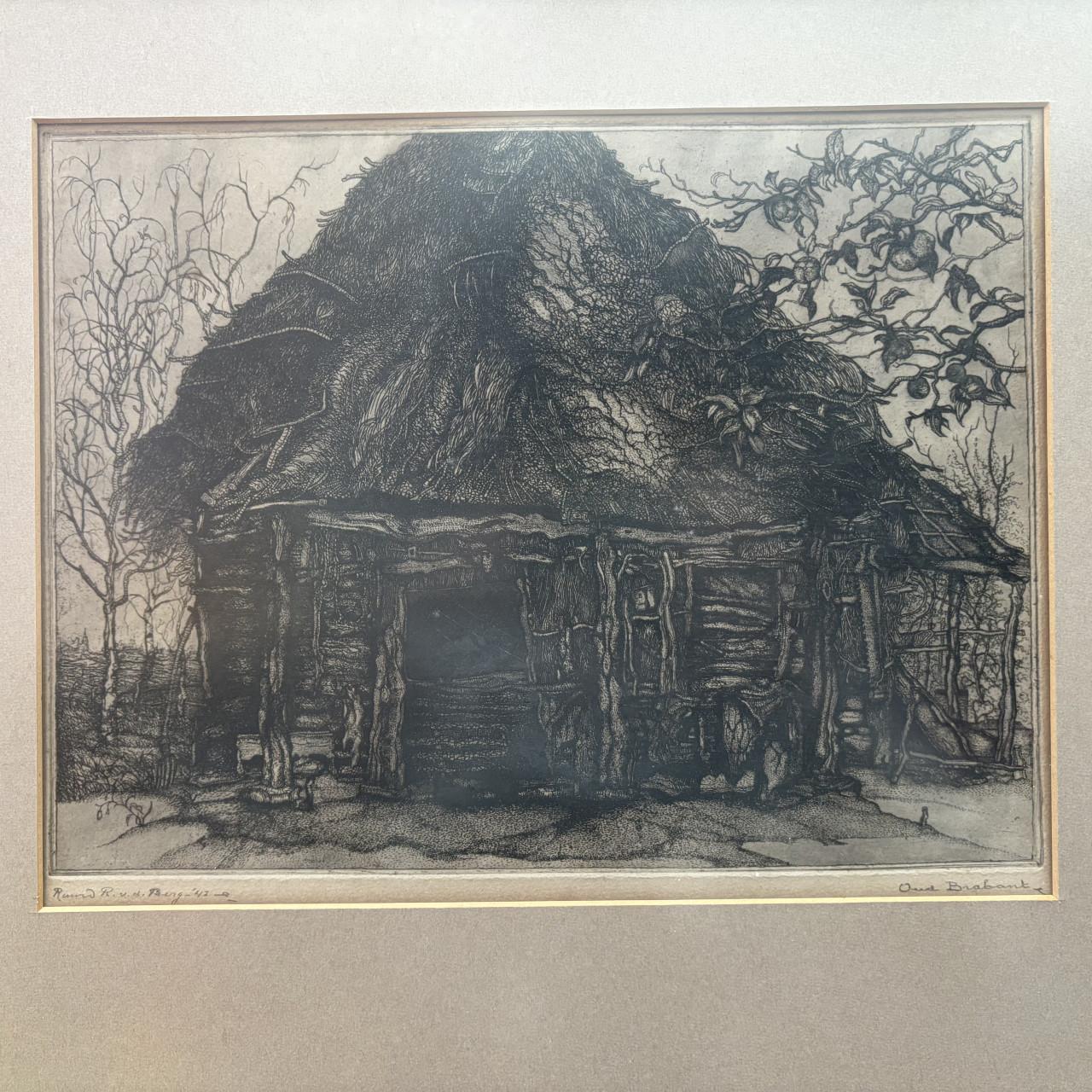 Ruurd van den Berg - Originele ets "Oud Brabant" (1942)