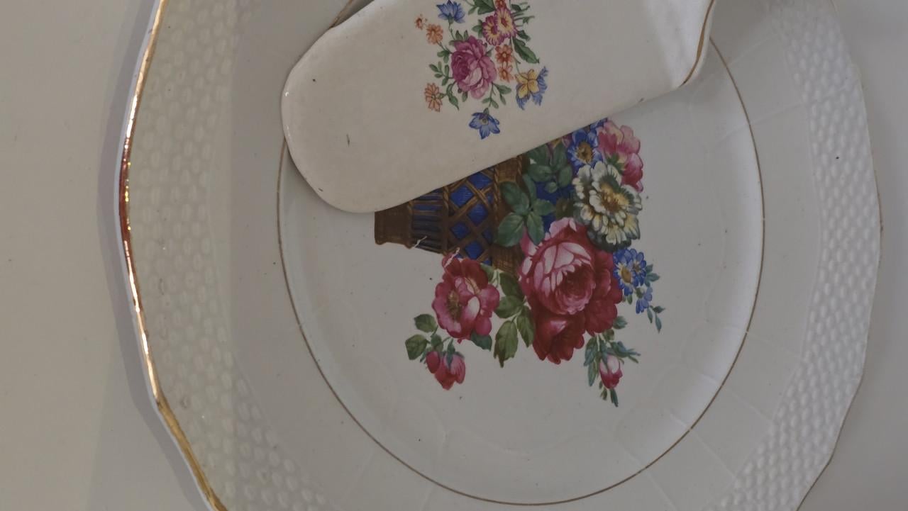 Fanse petit four schaal met taart schep 🤎