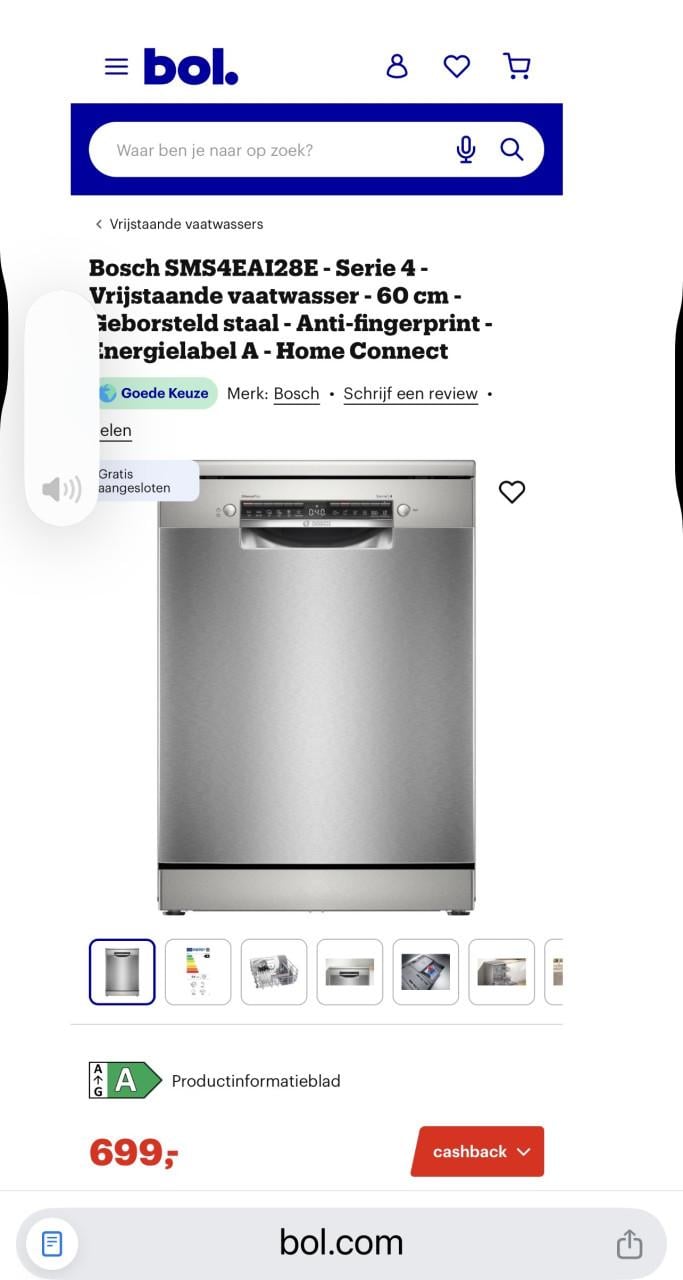 Bosch SMS4EAI28E Serie 4 vaatwasser Geborsteld staal Anti-fingerprint