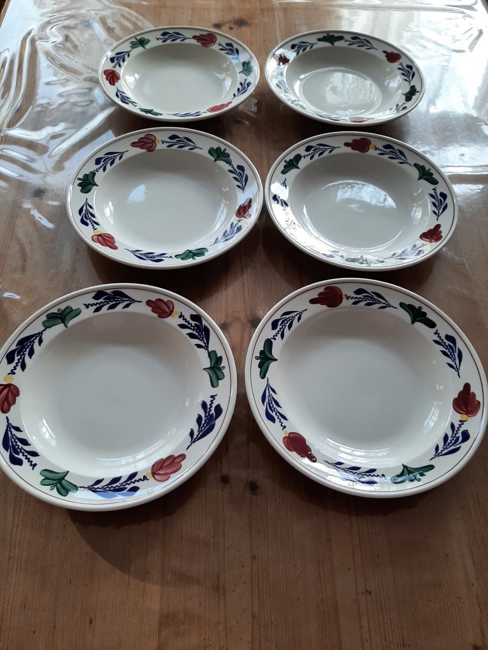 BOERENBONT BOCH - 6 SOEP / DIEPE BORDEN - DIAMETER 24 CM