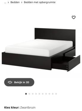 Ikea MALM bedframe en bedlade 180x200 zwartbruin