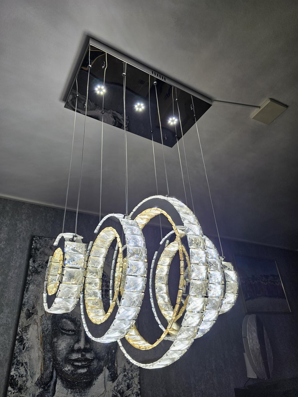 Plafond Hanglamp met 5 kristallen ringen