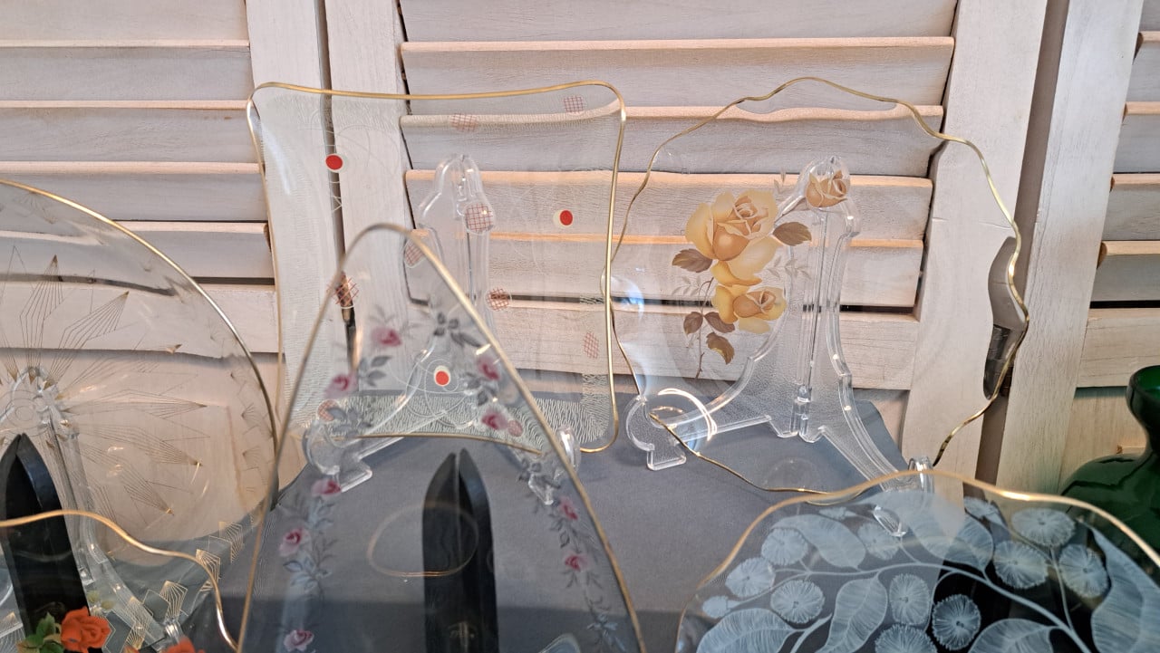 Vintage glazen cakeschalen