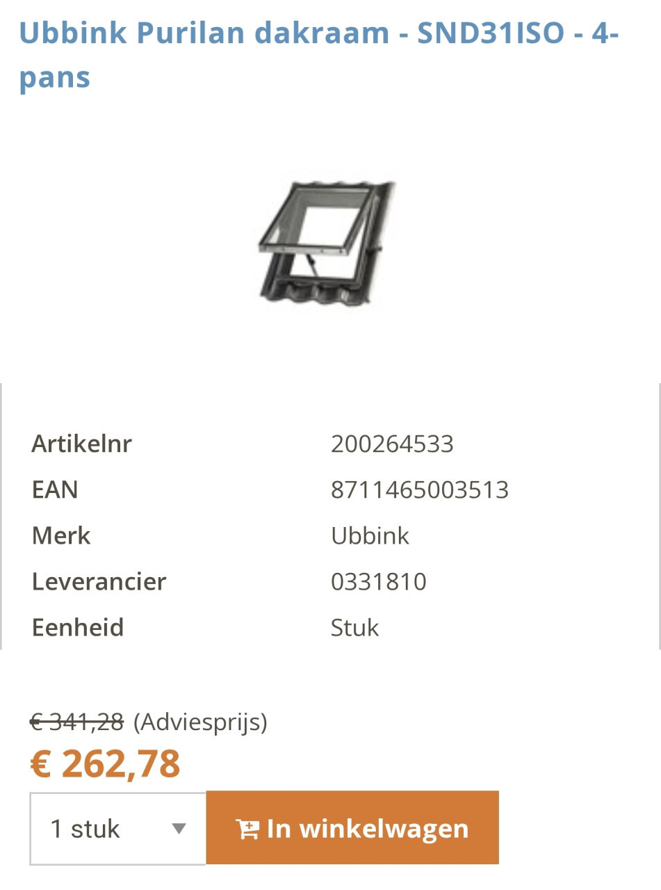 Ubbink kunstof Dakraam (Dubbel glas)