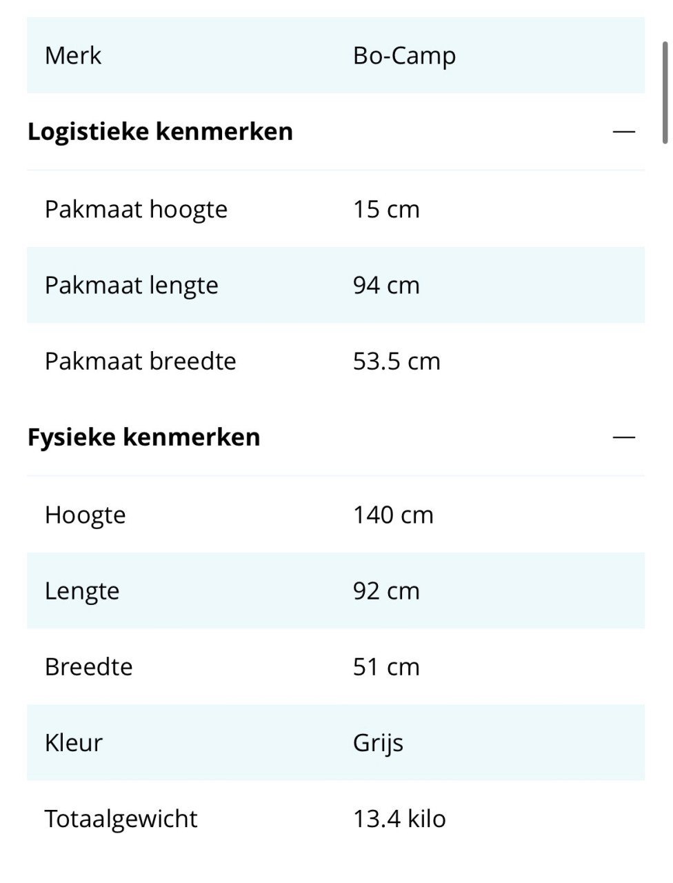 Bo camp hang leg kast