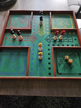 Jaren 50 heel mooi origineel antiek houten paardjesspel...